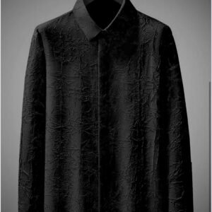 MEN'S EXCLUSIVE BLACK COTTAN FABRIC ITALIAN CRUSH SHIRT
