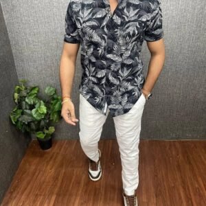 MEN'S COTTON FABRIC DIGITAL PRINT TEXTURED SHIRT