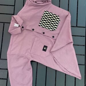 IMPORTED CRUSH FABRIC DOWNSHOULDER 3/4 SLEEV PINK SHIRT