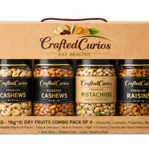 (4KG - 1Kg*4) Dry Fruits Combo Pack of 4 - (Almonds, Cashews, Pistachios, Raisins) - Healthy Dry Fruit Snacks | Tasty & Delicious, Rich in Protein | High in Protein, Fiber & Boost Immunity | Real Nuts | Gluten-Free | Super Healthy Nuts